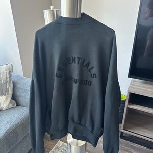 Essentials Black Hoodie with Black Logo